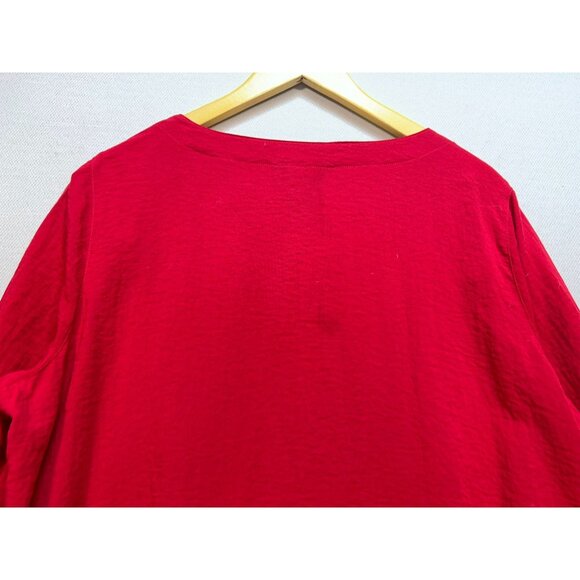 Ali Miles Women's Office Oversized Tunic Top Long Sleeve Size 1X Red Lightweight - Picture 11 of 12